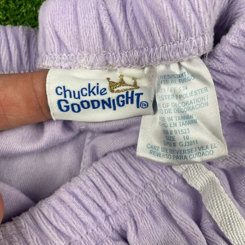 Chuckie Goodnight Girls Lavender Velour Pull On Lounge Pajama Pants Sz 10